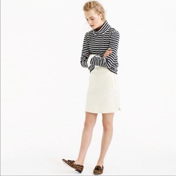 NWT J. Crew White Double Serge Wool Mini Skirt - Picture 1 of 4